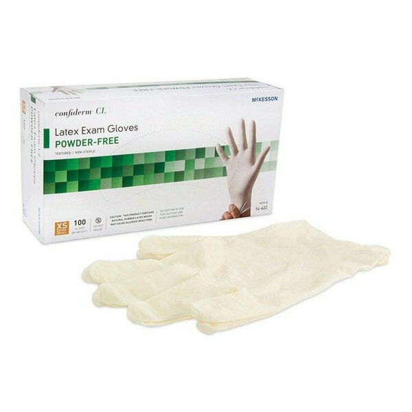 Mckesson Confiderm Cl Latex Gloves, Extra-Small, Ivory, 100PK 14-422